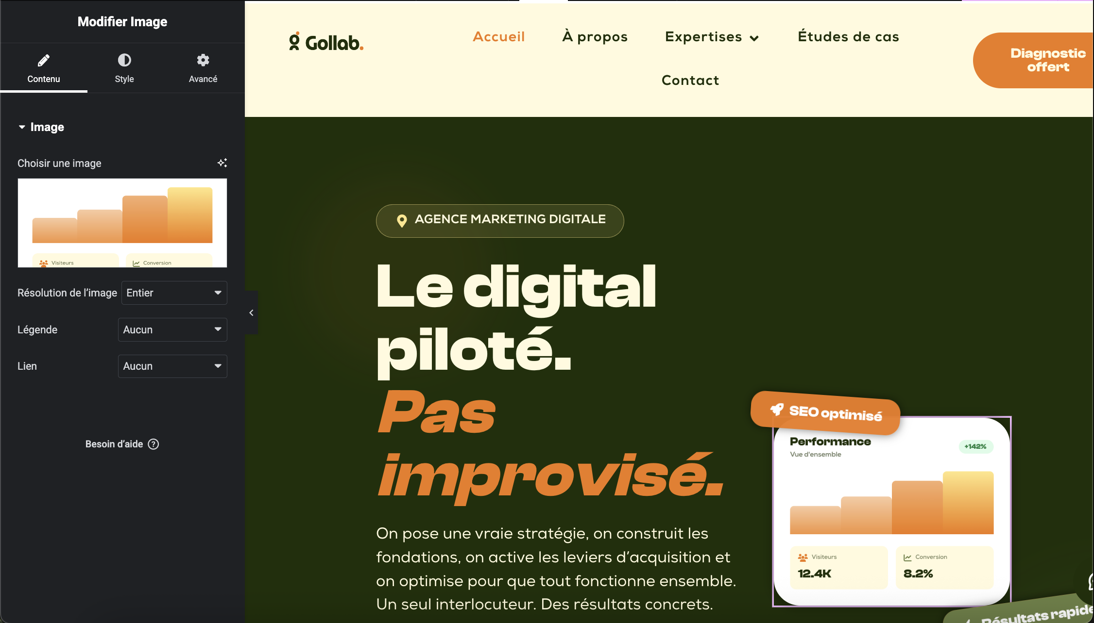 Modifier un widget image dans Elementor